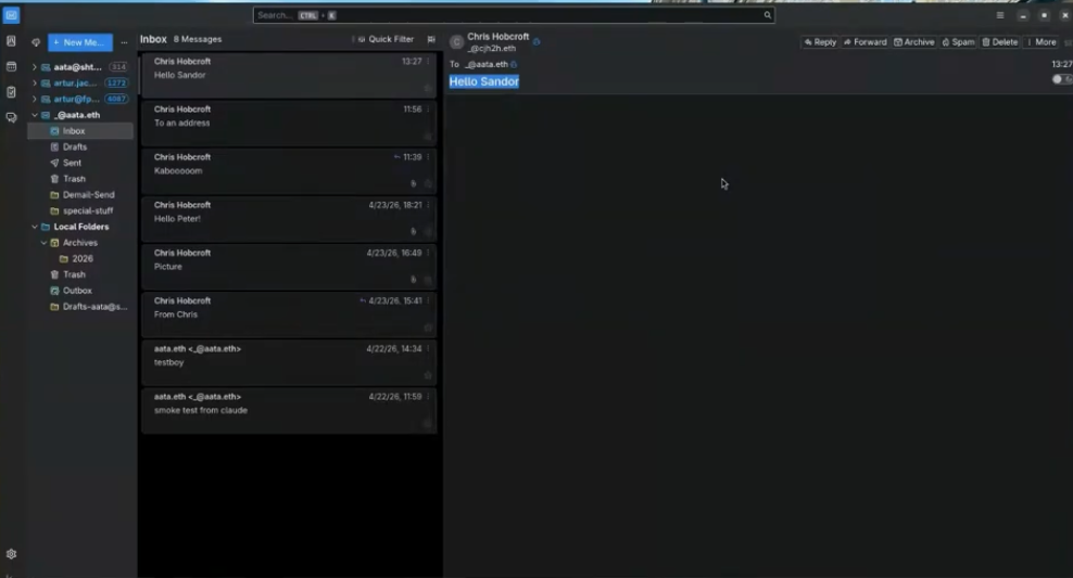 Dmail Thunderbird and Roundcube demo